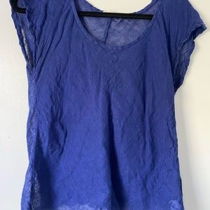 Eileen fisher cobalt blue cap sleeve linen top